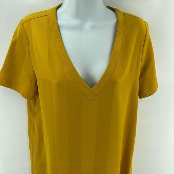 Scotch & Soda mustard gold yellow sheath dress v neck small EUC - Picture 3 of 13